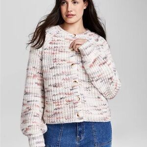 And Now This Flecked-Knit Raglan- Sleeve Woman’s Size XL Cardigan